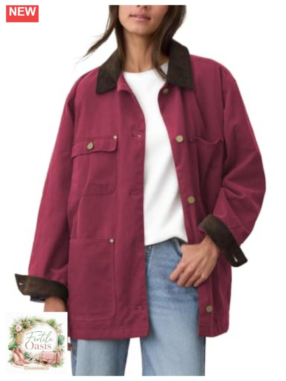 Oversized Vintage Corduroy Collar Utility Barn Jacket
